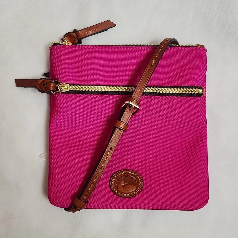 Dooney & Bourke Fuchsia Double Zip Crossbody NWT